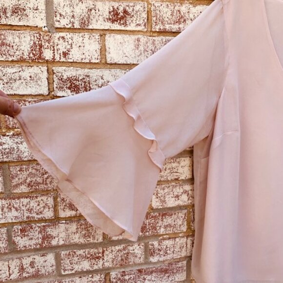 Calvin Klein Blush Pink Bell Sleeve Blouse - Picture 4 of 9
